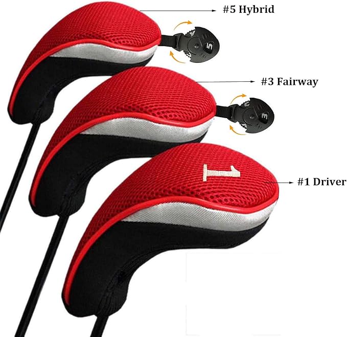 Golf Club Head Covers for Woods and Driver Hybrids Fairway Value Pack - Image 3