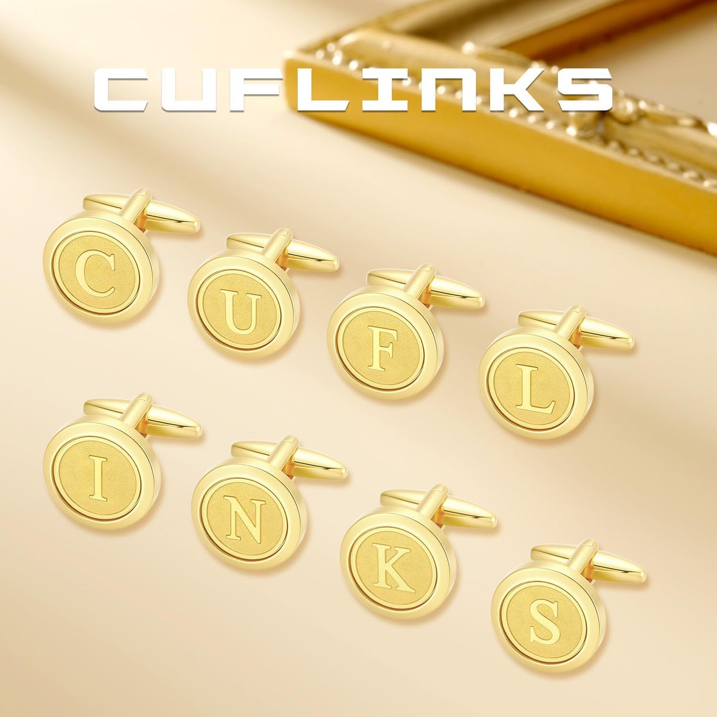 GWD Initial Cufflinks for Men Classic Cuff links Mens Letter Shirts CuffLinks Wedding Gift