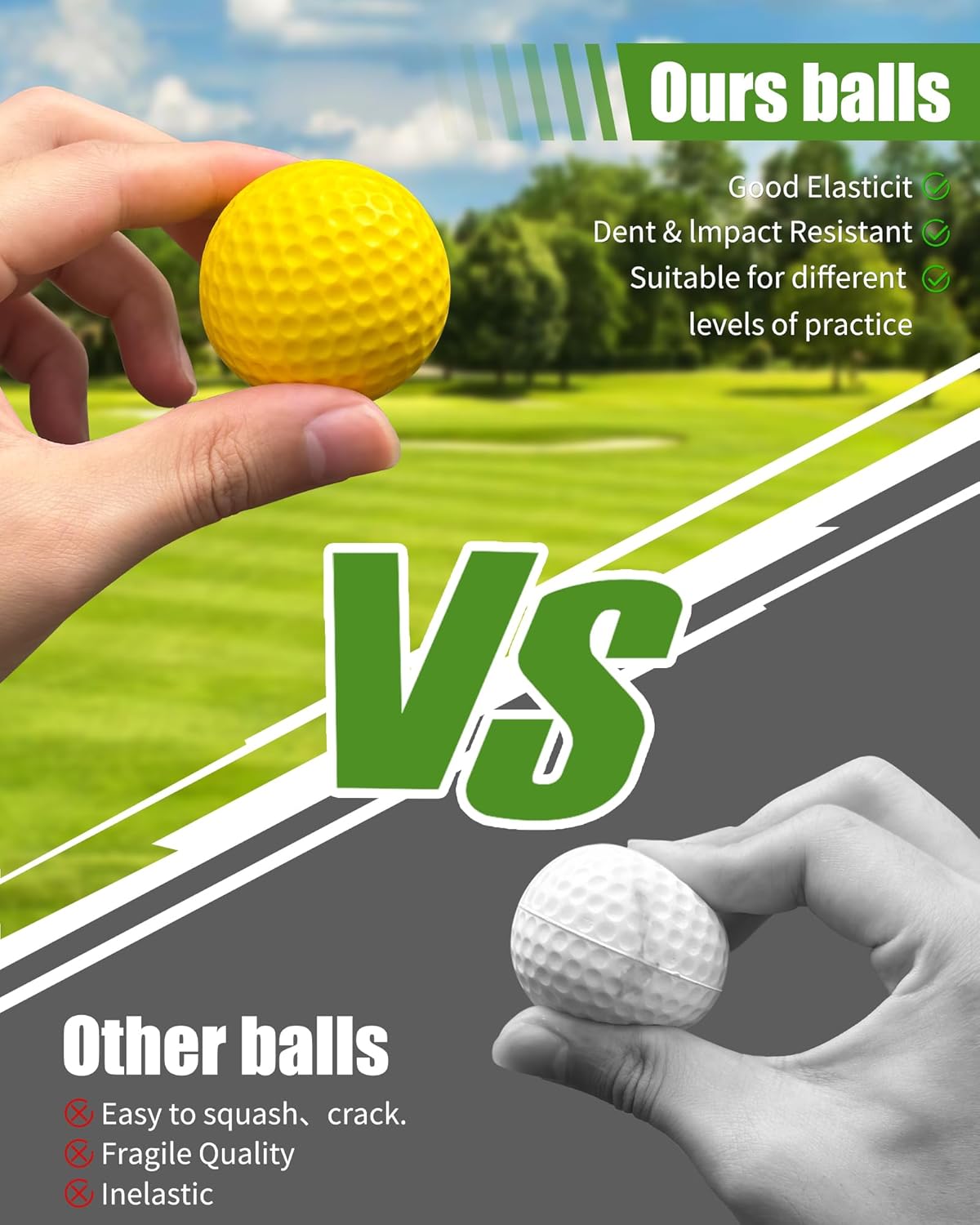 24 Pack Foam Golf Practice Balls,Practice Golf Balls for Backyard,Realistic Feel and Limited Flight Soft Golf Balls for Indoor or Outdoor Training
