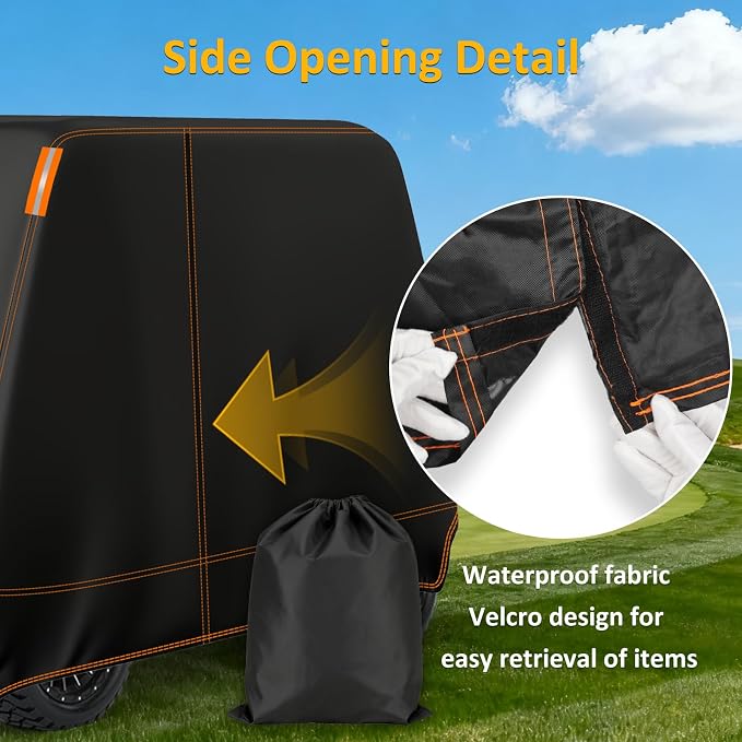 Falafa Golf Cart Cover 6 Passenger, Heavy Duty 420D Waterproof All Weather - Image 4