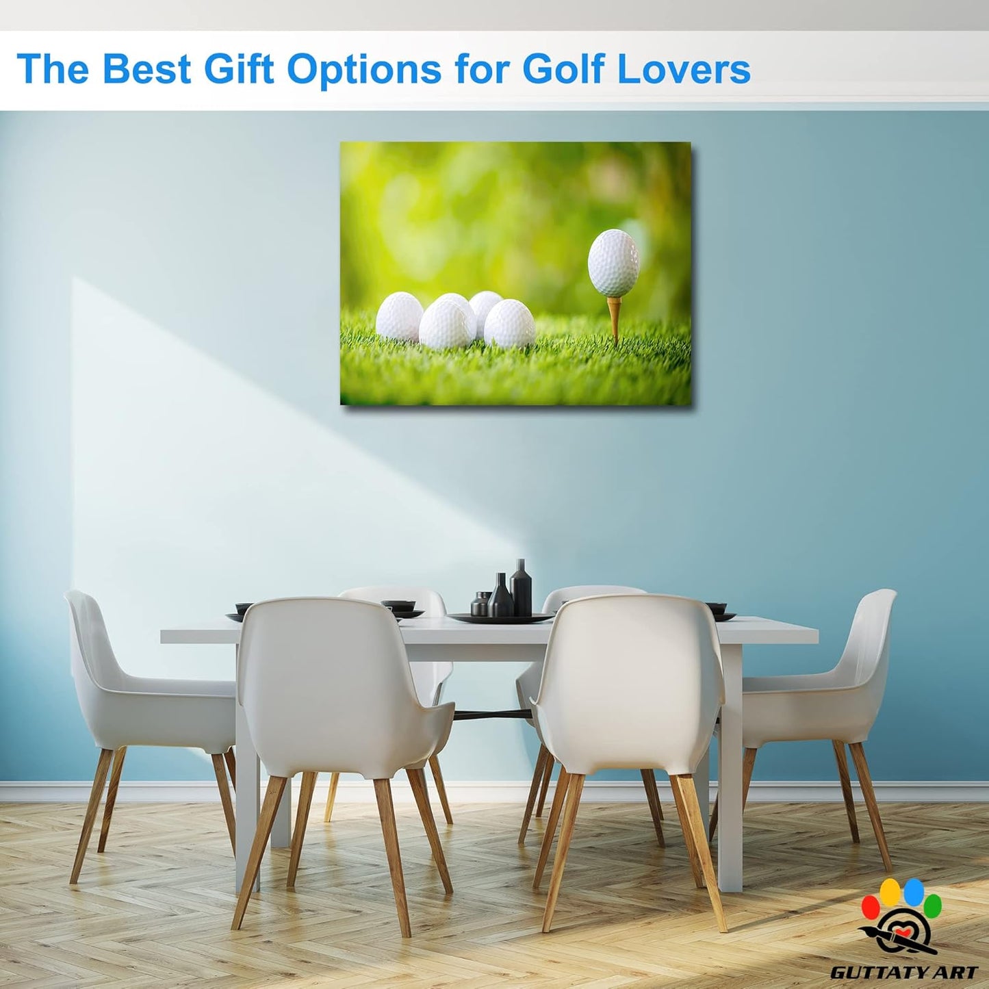 GUTTATY Golf Wall Art, Golf Pictures Posters Canvas Print Wall Decor for Golfer's Man Cave Home Ofice Ready to Hang (18x24 Inches)