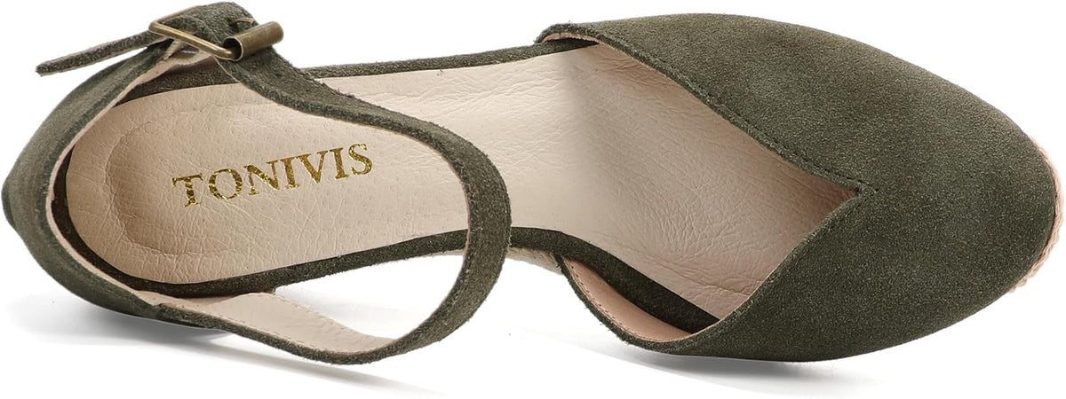 Platform Wedges Sandals for Women, Ankle-Strap, Cap Toe, Summer Espadrilles - Image 5