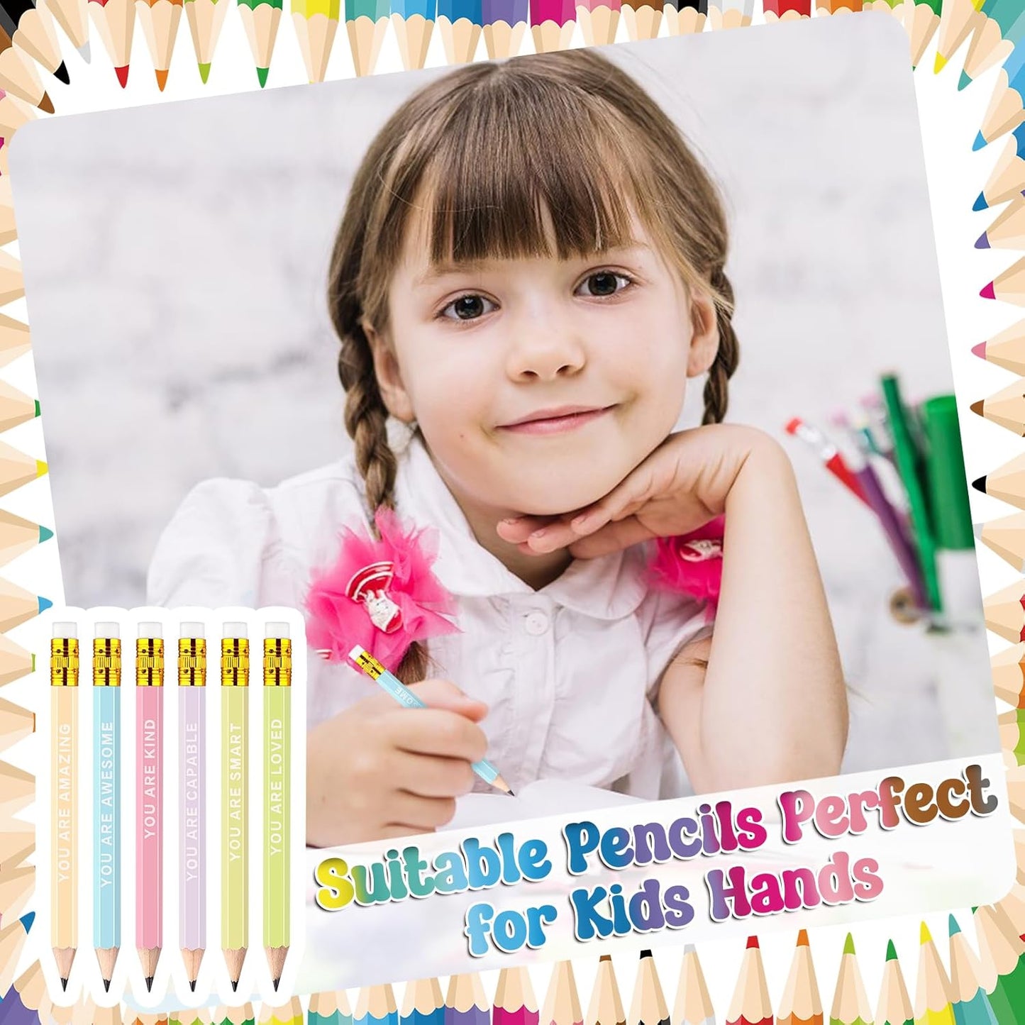 120Pcs Mini Pencils Bulk Inspirational Golf Pencils 4.1inch Short Woodden Pen-cils with Eraser for Kids Student Teacher Office Supplies