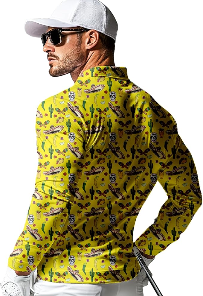 Men's Long Sleeve Golf Shirt Quick Dry 3 Button Work Fishing Outdoor Casual - Image 4