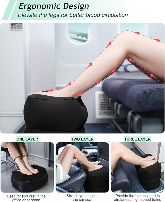 JefDiee Inflatable Travel Foot Rest Pillow, Kids Airplane Bed, Adjustable 3 - Image 2