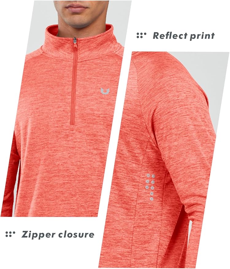 NORTHYARD Quarter Zip Pullover Men Running Shirt Long Sleeve Moisture Wicking - Image 5