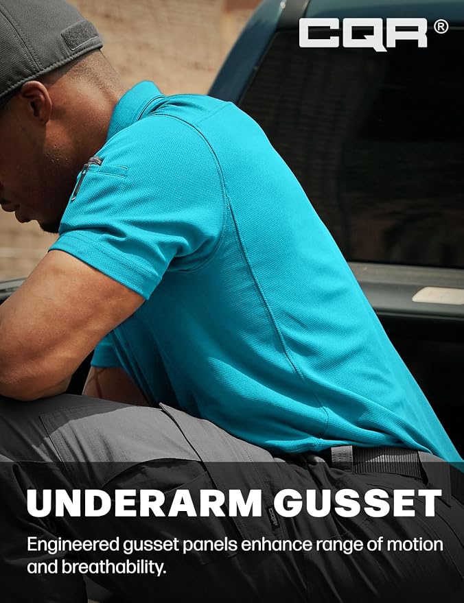 CQR Men's Polo Shirts, Tactical Short Sleeve Golf Performance Shirts, - Image 5