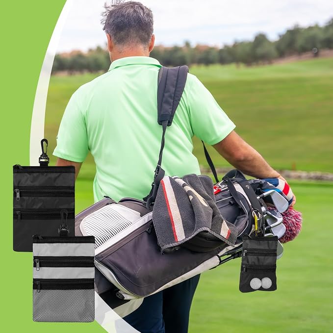 4 Pcs Golf Tee Holder 3 Zippered Golf Pouch Bag - Image 7