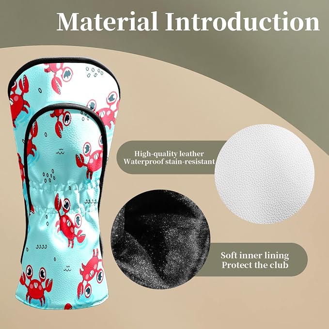Premium Leather Golf Club Headcovers, Mango Pattern Fits Driver Hybrid Fairway - Image 4