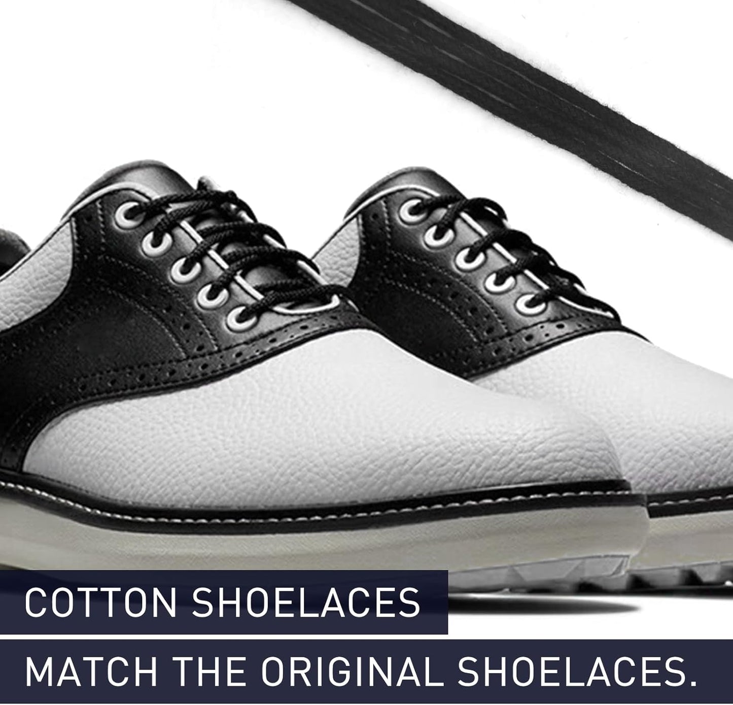 2 Pairs Cotton Golf Shoe Laces for FootJoy Sports Shoes, Round Thin Dress ShoeLaces Replacement Shoe Strings