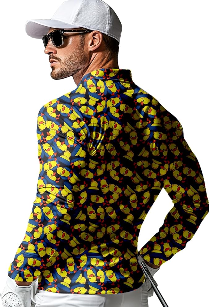 Men's Long Sleeve Golf Shirt Quick Dry 3 Button Work Fishing Outdoor Casual - Image 2