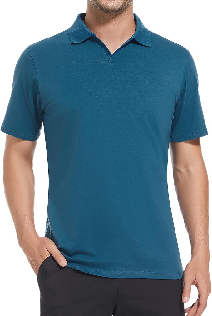 Esabel.C Jacquard Golf Shirts for Men Moisture Wicking Short Sleeve Performance - Image 2