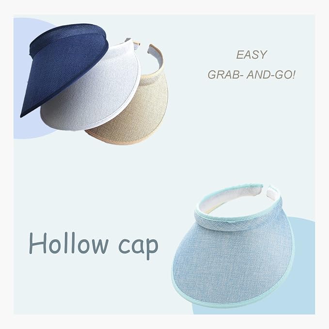 Cloth Covered Slip-On Visor for Women, Adjustable Cap Sports Sun Visors for Men - Image 3