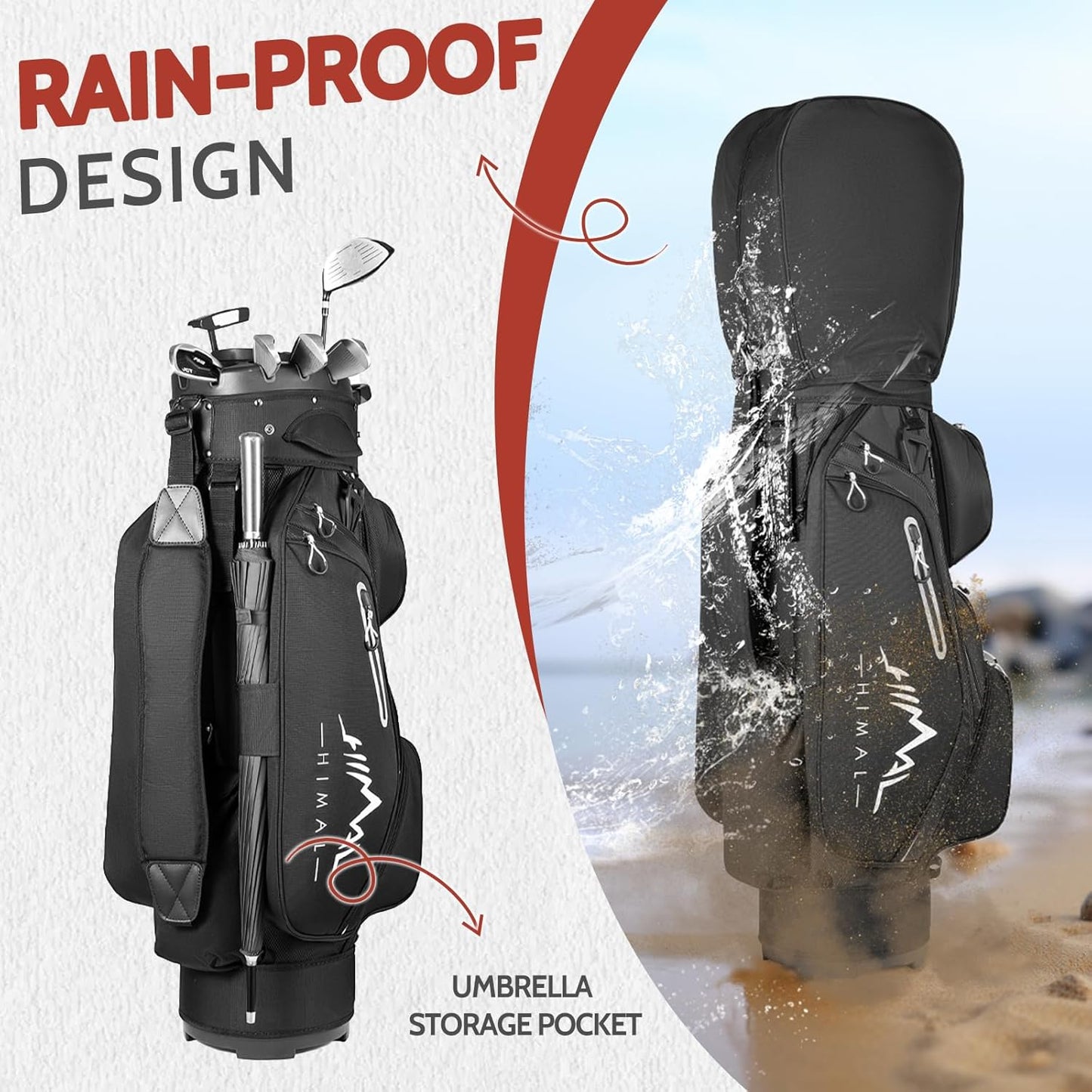 14-Way Golf Cart Bag Pro with Full Length Divider Top, Golf Bag for Men with Handles and Rain Cover