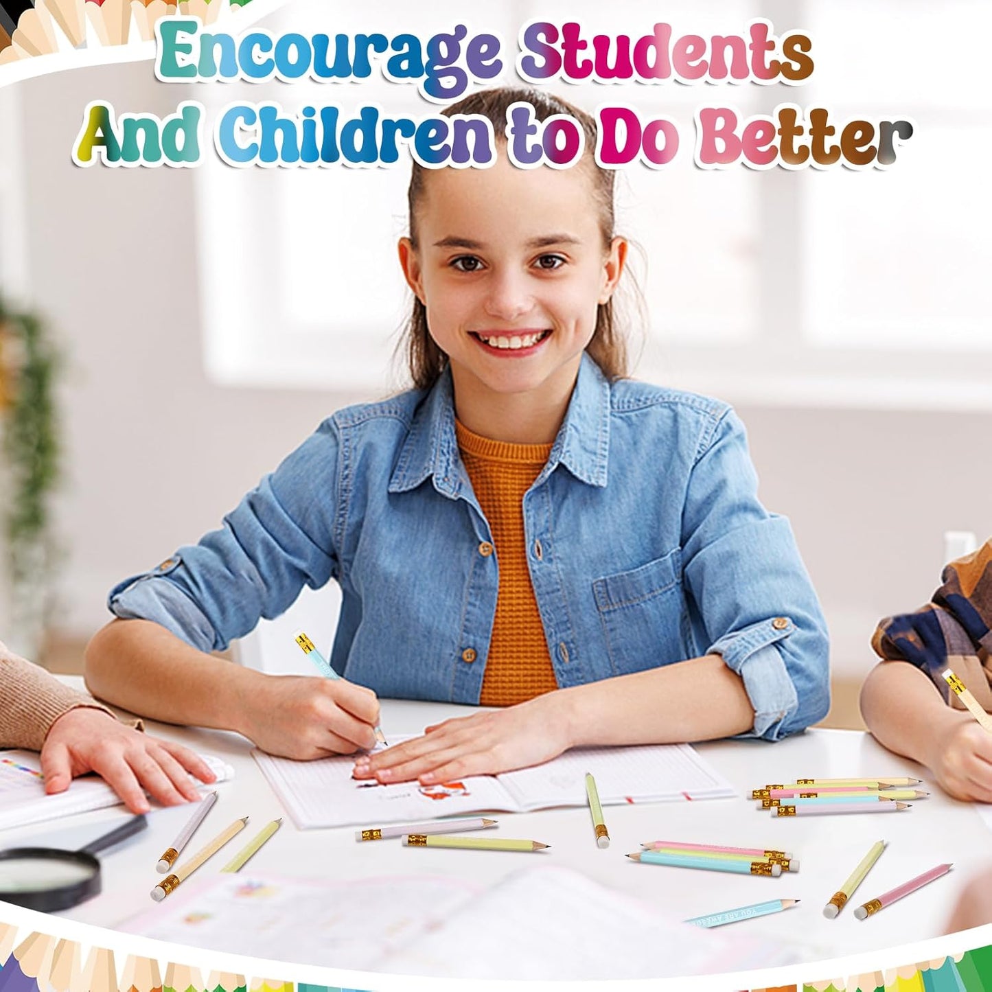 120Pcs Mini Pencils Bulk Inspirational Golf Pencils 4.1inch Short Woodden Pen-cils with Eraser for Kids Student Teacher Office Supplies