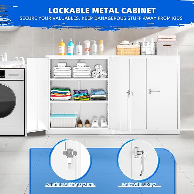 INTERGREAT Metal Garage Storage Cabinet, Small Steel Cabinet - Image 8