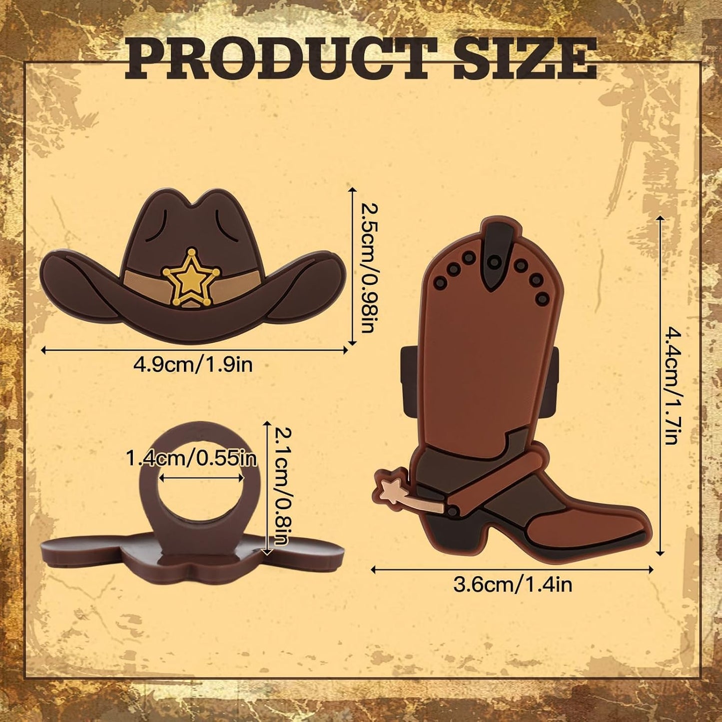 24PCS Cowboy Cupcake Ring Toppers Western Party Hat Boot Cupcake Decorations Rodeo Cupcake Toppers for Western Theme Birthday Party Baby Shower Cake Decorations Supplies