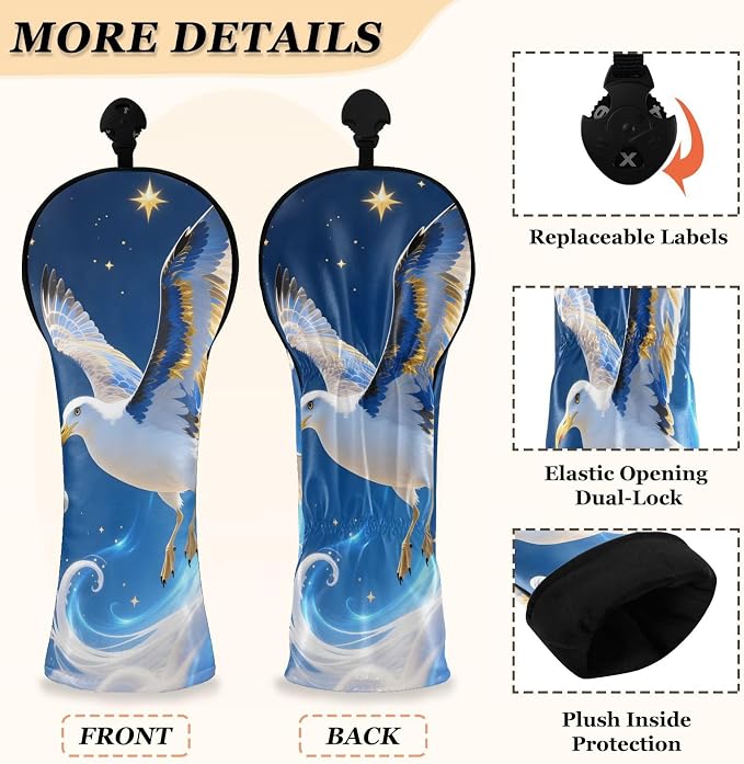Blue Leather Golf Club Head Covers - Image 3