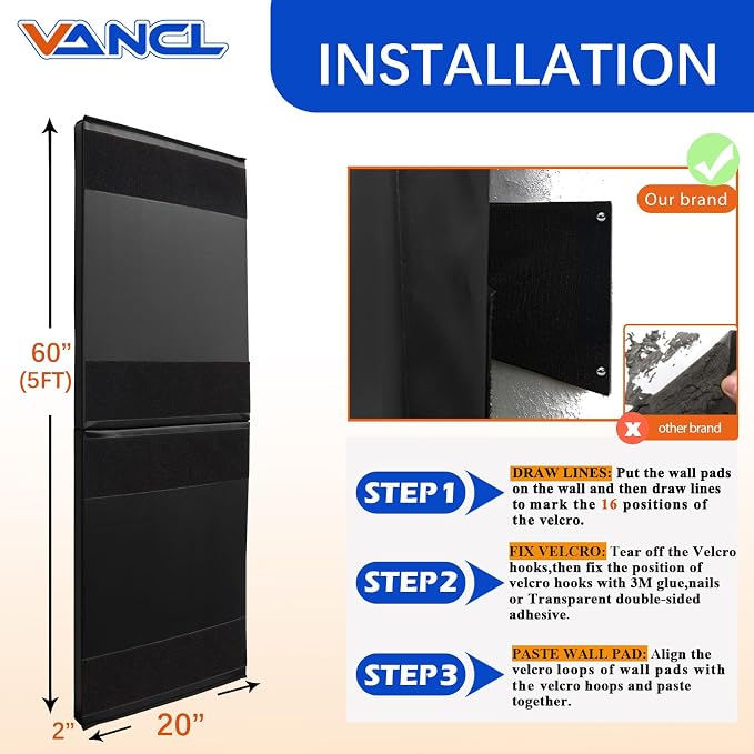 Gym Padding Wall Pads for Gym Wall Mats Basketball Wall Padding 2" Thick Foam - Image 2