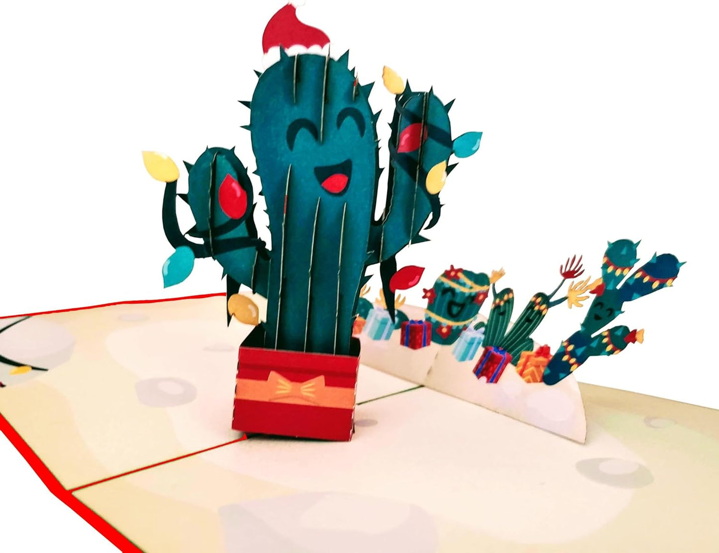 iGifts And Cards Christmas Cactus Pop-Up 3D Card – Funny Holiday Greeting for Summer Xmas, Warm Climate Celebrations, Happy Holidays Fun Wishes, Best Friends & Neighbors – 5" x 7"