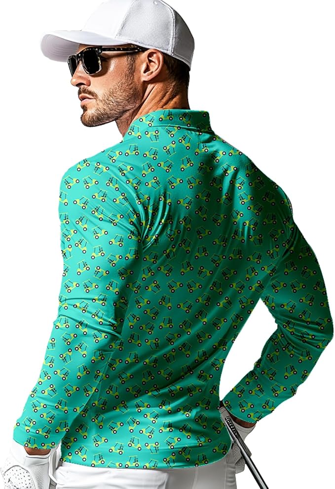 Men's Long Sleeve Golf Shirt Quick Dry 3 Button Work Fishing Outdoor Casual - Image 2
