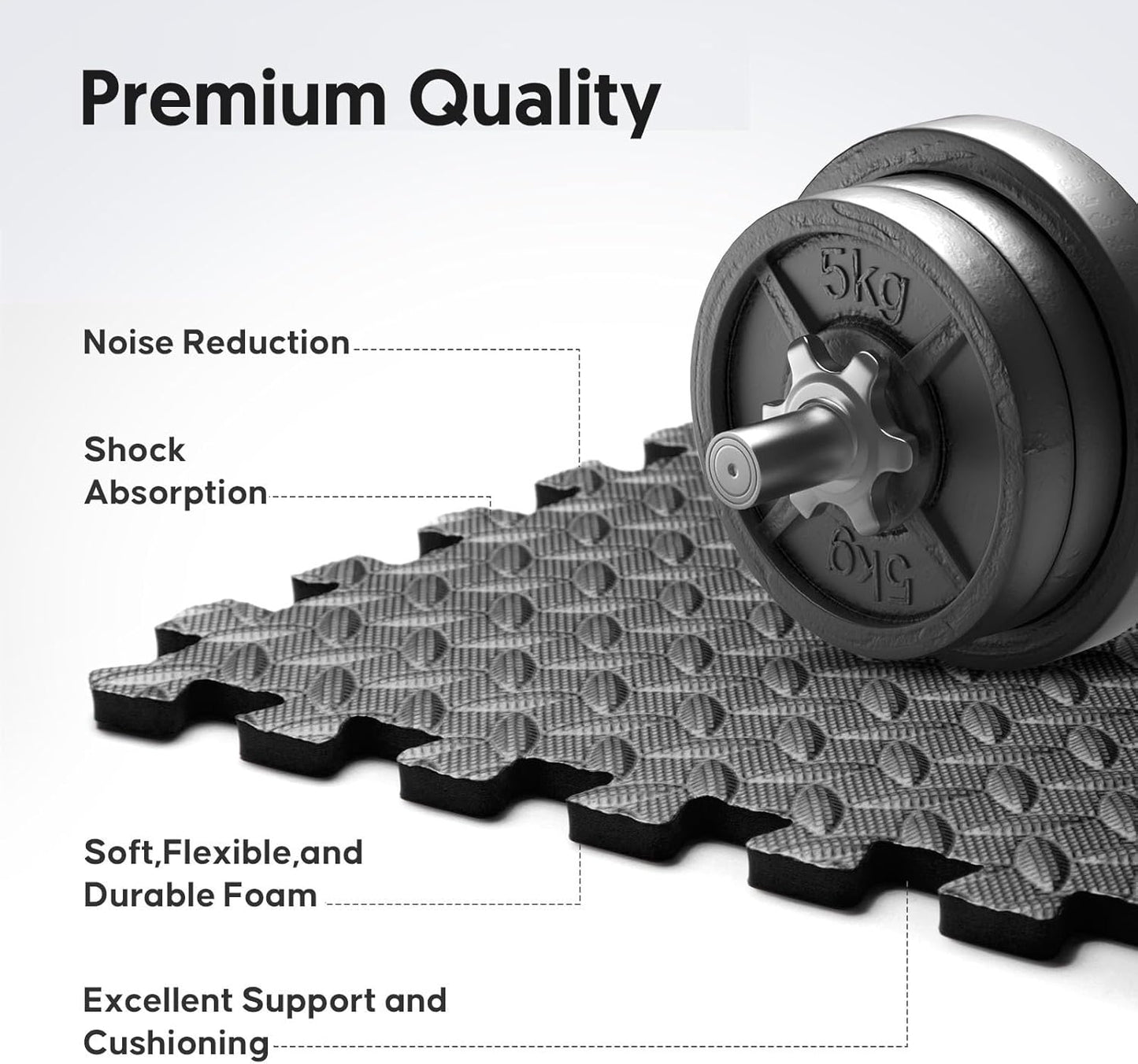 Home Gym Mat, Puzzle Exercise Mat, EVA Interlocking Foam Floor Tiles for Home Workout Equipment and Kids' Play Areas - Blue, 24 in x 24 in x ½ in - (Black, 36 Pack (144 SQ FT))