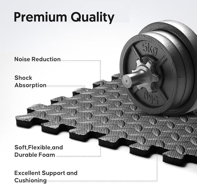 Home Gym Mat, Puzzle Exercise Mat, EVA Interlocking Foam Floor Tiles - Image 4