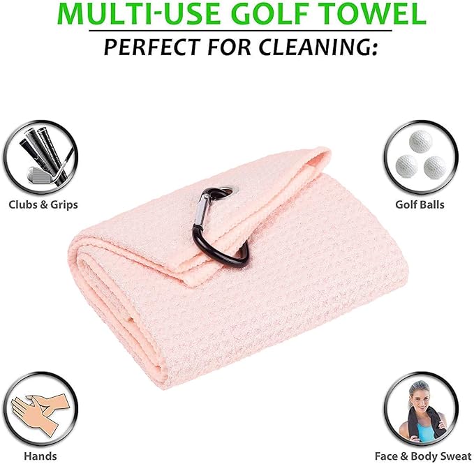 Golf Towels, Microfiber Waffle Pattern Tri-fold Golf Towel - Image 2