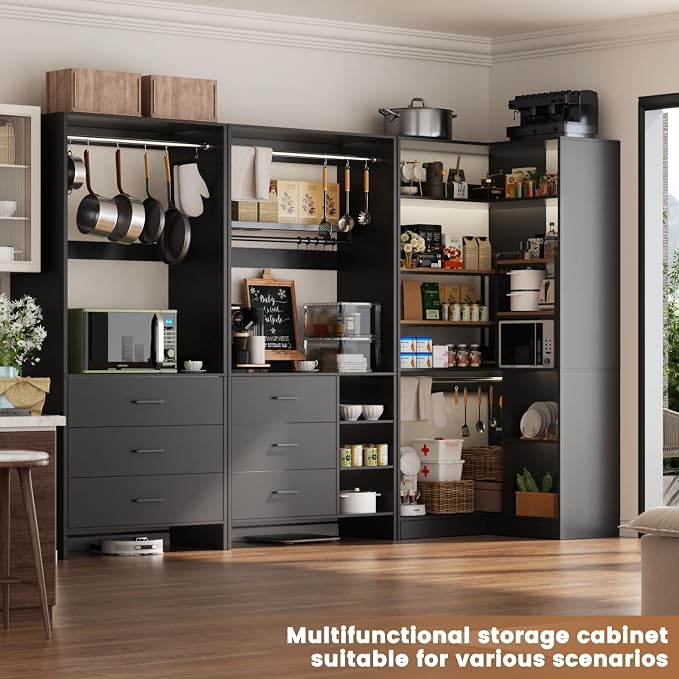 Aheaplus Closet System with 6 Drawers, 4 Hanging Rods & Corner Tower, Corner - Image 7