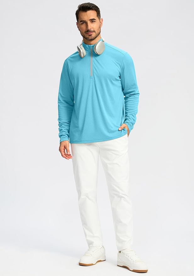 Obla Golf Quarter Zip Pullover for Men Mock Neck Sweatshirt Lightweight Sun - Image 6