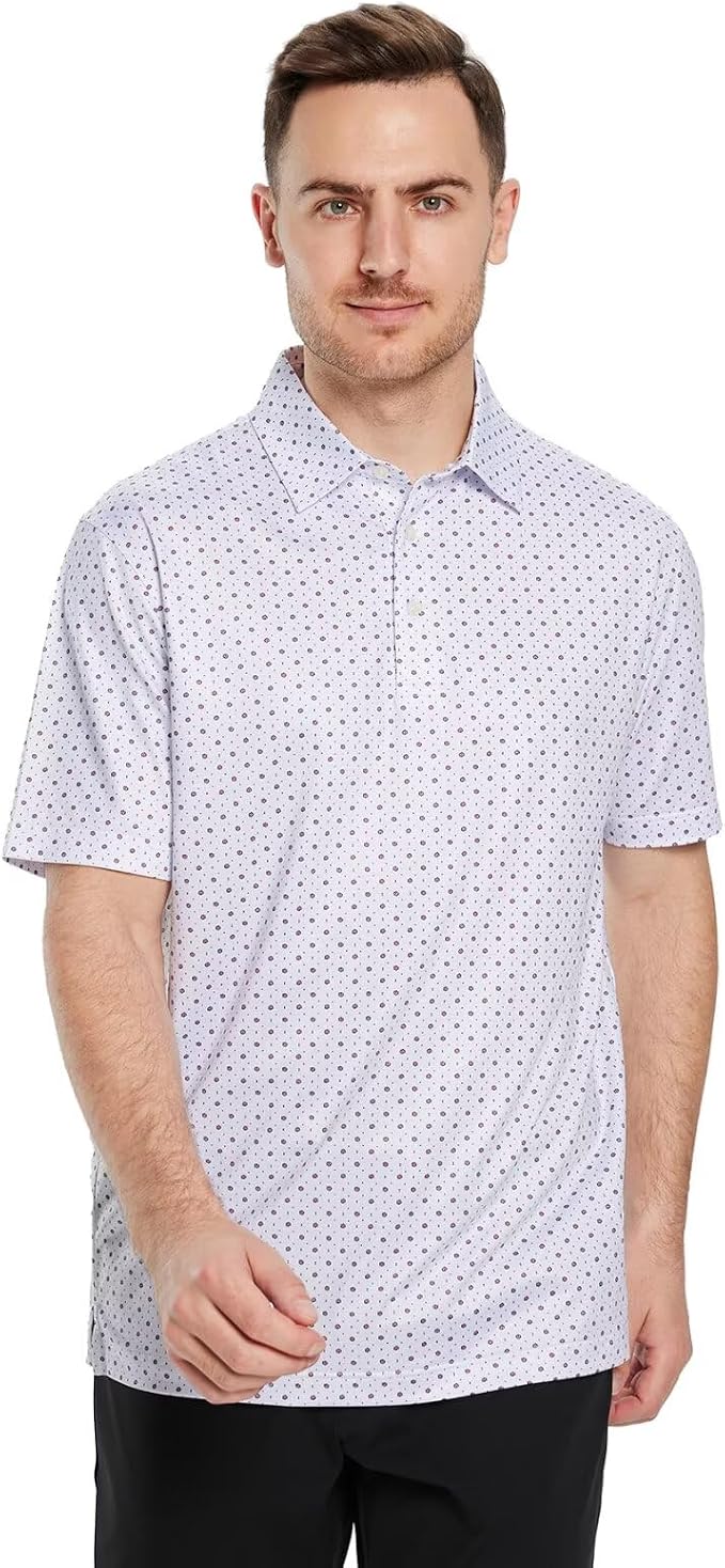 Golf Shirts for Men Dry Fit Short Sleeve Print Performance Moisture Wicking - Image 2