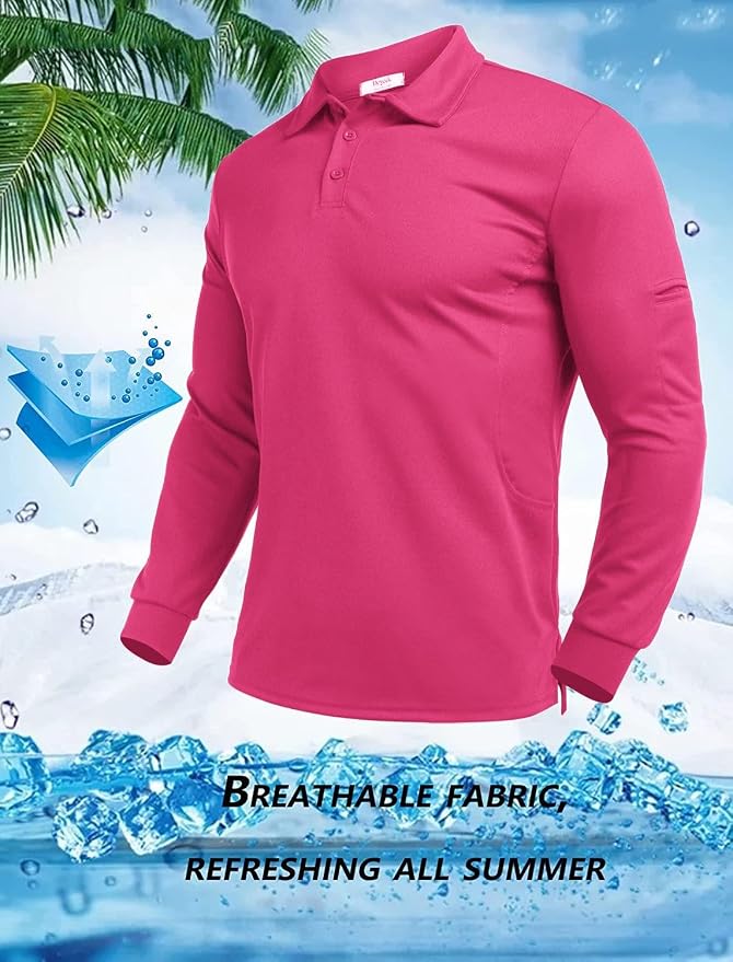 Deyeek Men's Polo Shirts Long Sleeve Golf Polo Shirts - Image 2