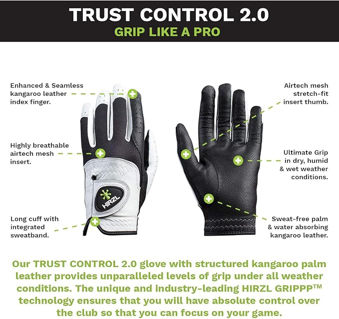 HIRZL Trust Control 2.0 Golf Gloves, All Weather Mens Golf Glove, Kangaroo - Image 4