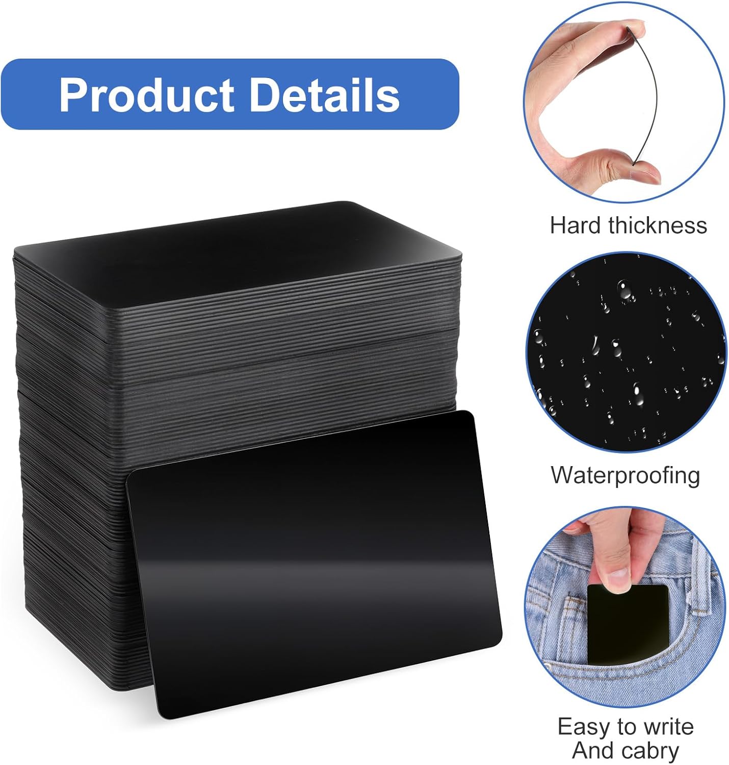 200 Pcs NFC Card Rewritable NTAG 215 Blank PVC Cards Programmable NFC Business Black Card Chip Byte Tag Work with All App Plastic ID Tags for ID Badge Credit Cards Identification