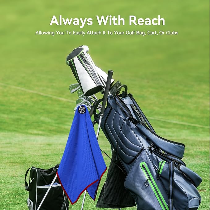 Magnetic Golf Towel with Clip and Cleaning Pocket -Ideal - Image 2