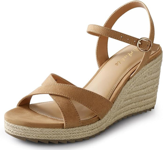 Ankis Wedge Sandals for Women, Espadrille Womens Wedge Sandals Comfortable Open by Ankis