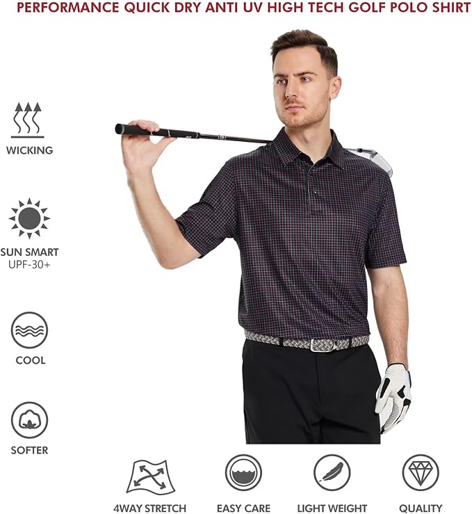 Golf Shirts for Men Dry Fit Short Sleeve Print Performance Moisture Wicking - Image 5