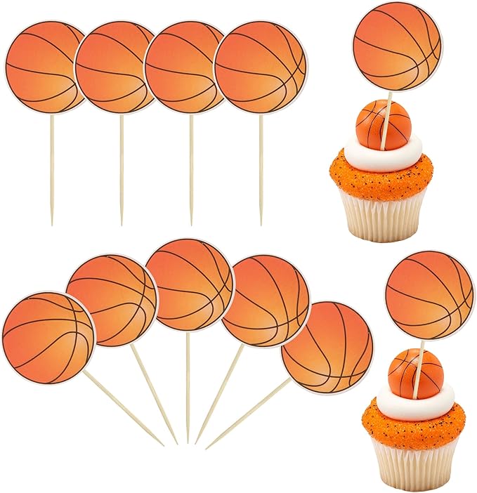 36Pcs Basketball Cupcake Toppers Star Sports Ball Cupcake Picks Decorations by Ephlyn