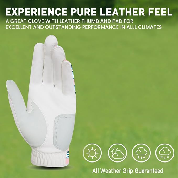 Golf Gloves Women with Ball Marker 2 Pack, Right Handed Golfer Left Hand - Image 3