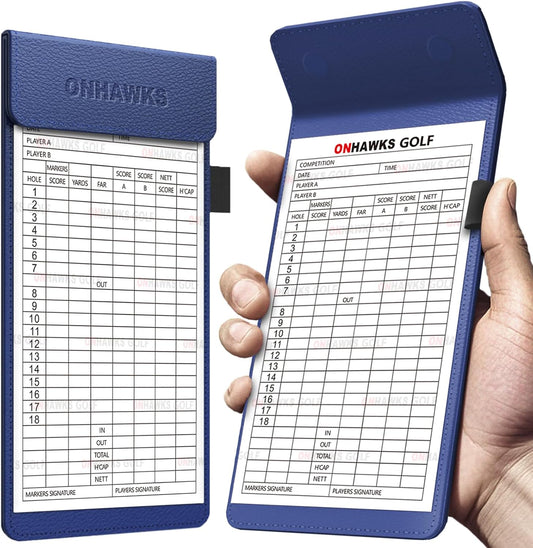 Golf Magnetic Yardage Book Cover & Leather Scorecard Clover,Golf Accessories for Men,Magnet Book Case for Back Pocket