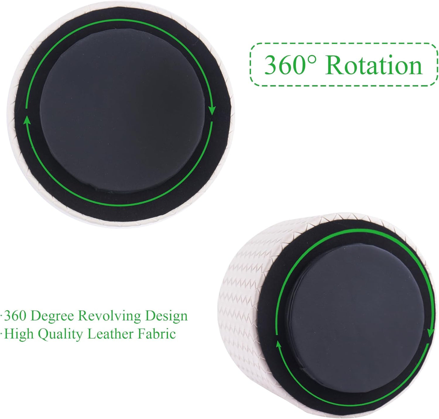 Hennaja Round Leather Art Supply Organizer,Remote Control Holder,360 Degree Spinning,Multi-Functional Pencil Holder,4 Compartments Desktop Stationary Organizer(1-Weave White)