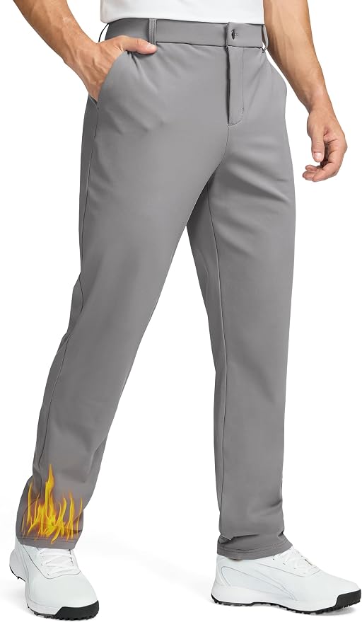Soothfeel Men's Fleece Lined Pants 30"/32"/34" Golf Work Dress Pants Casual by SoothfeelOnline
