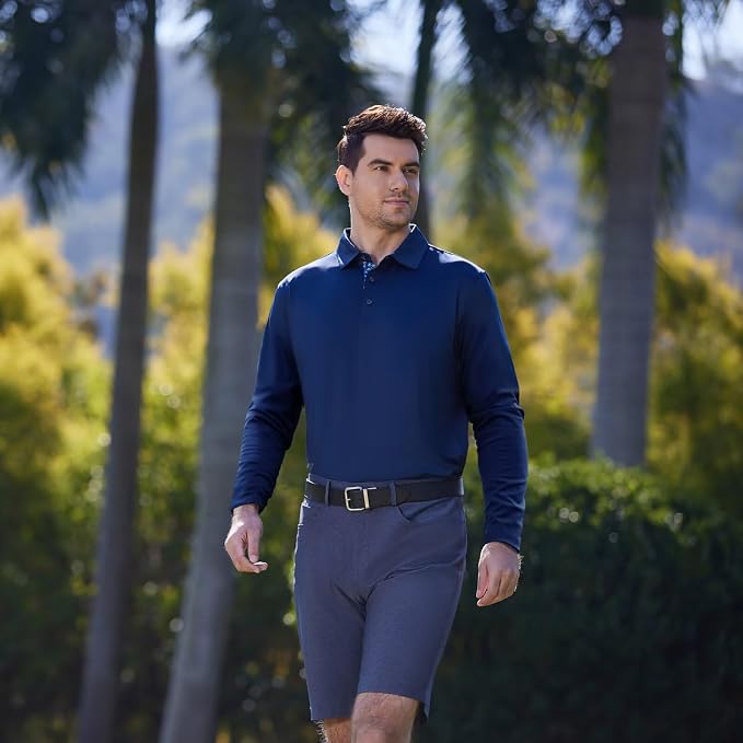 Mens Polo Shirts Short and Long Sleeve Casual Solid Stylish Dry Fit Performance - Image 2