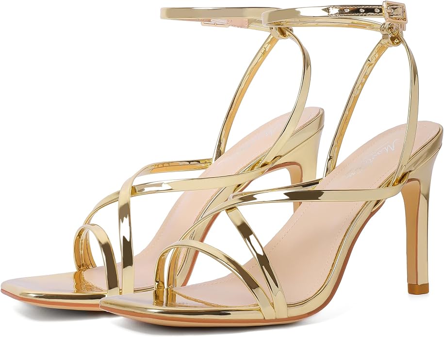 Mostrin Strappy Heels for Women Square Open Toe Lace Up Heeled Sandals Ankle - Image 6