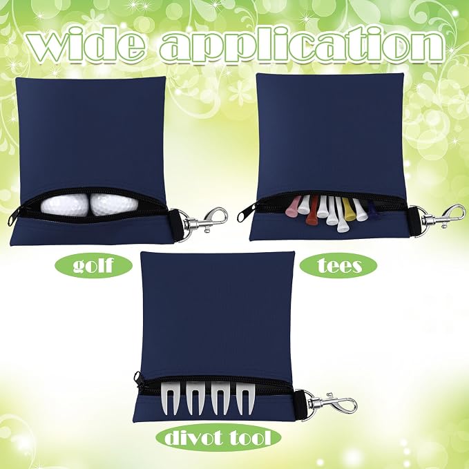 Shappy 3 Pcs Golf Tee Bag 6.7 x 5.5 Inch Golf Ball Bag Pouch Utility Tee Holder - Image 3