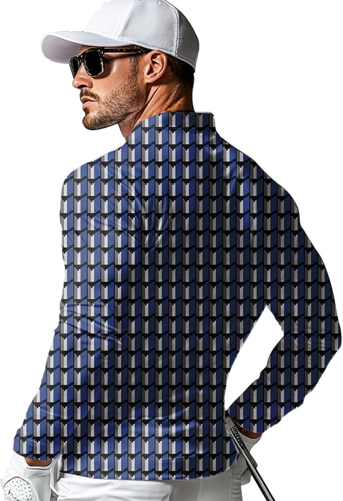 Men's Long Sleeve Golf Shirt Quick Dry 3 Button Work Fishing Outdoor Casual - Image 2
