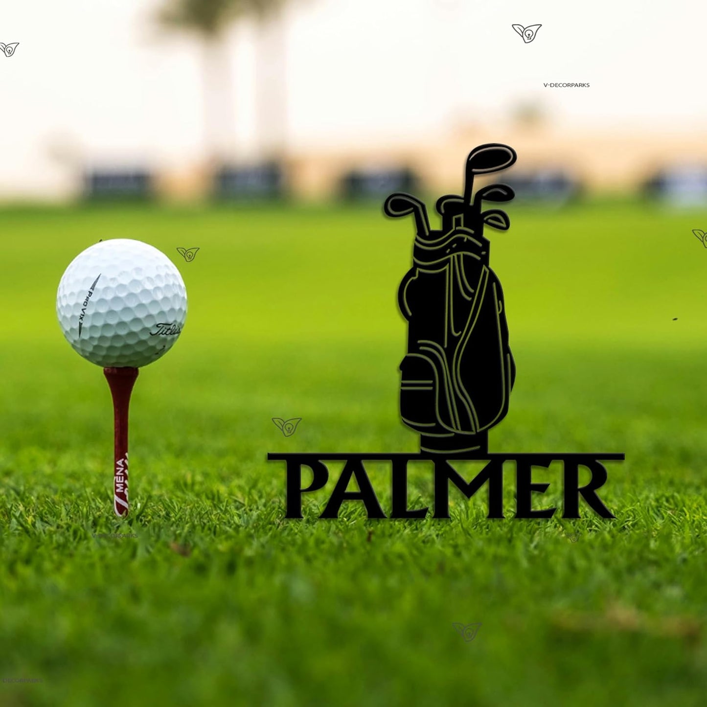 19th Hole Golf Flag for Boys Room – Personalized Disc Golfer Name Sign Home Decor, Sports Themed Lighted Sign for Golf Lovers, Rustic Bar or Man Cave Wall Art, Gift for Husband, or Dad Model-Disc09