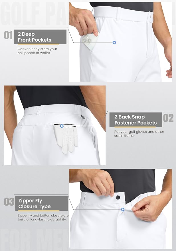 Soothfeel Men's Fleece Lined Pants 30"/32"/34" Golf Work Dress Pants Casual - Image 4