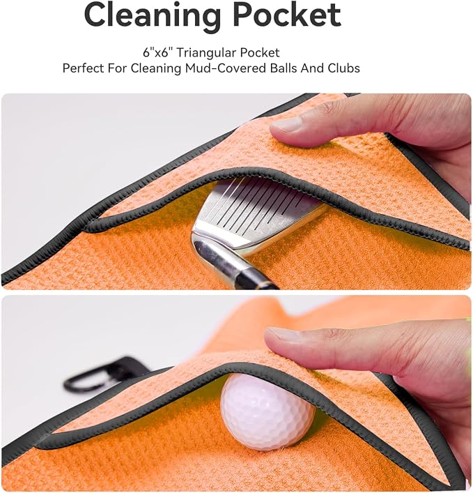 Magnetic Golf Towel with Clip and Cleaning Pocket -Ideal - Image 4