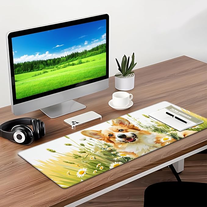 Cute Corgi Gaming Mouse Pad, Desk Mat, Non-Slip Rubber Base Cool Aesthetic - Image 3
